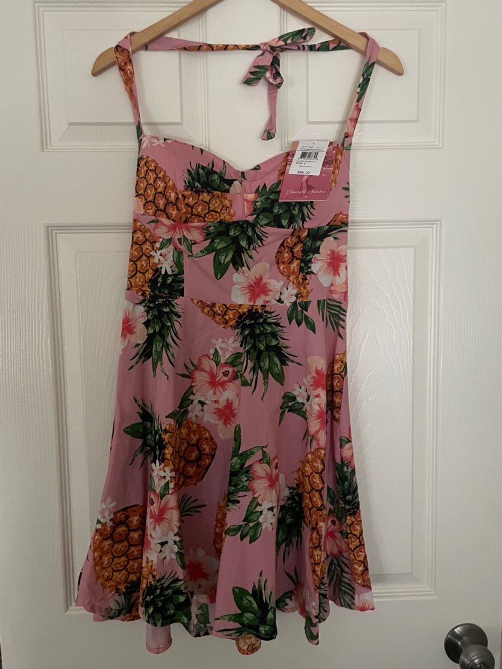 🍍 Emerald Sundae Pink Tropical Floral Pineapple Dress 🍍